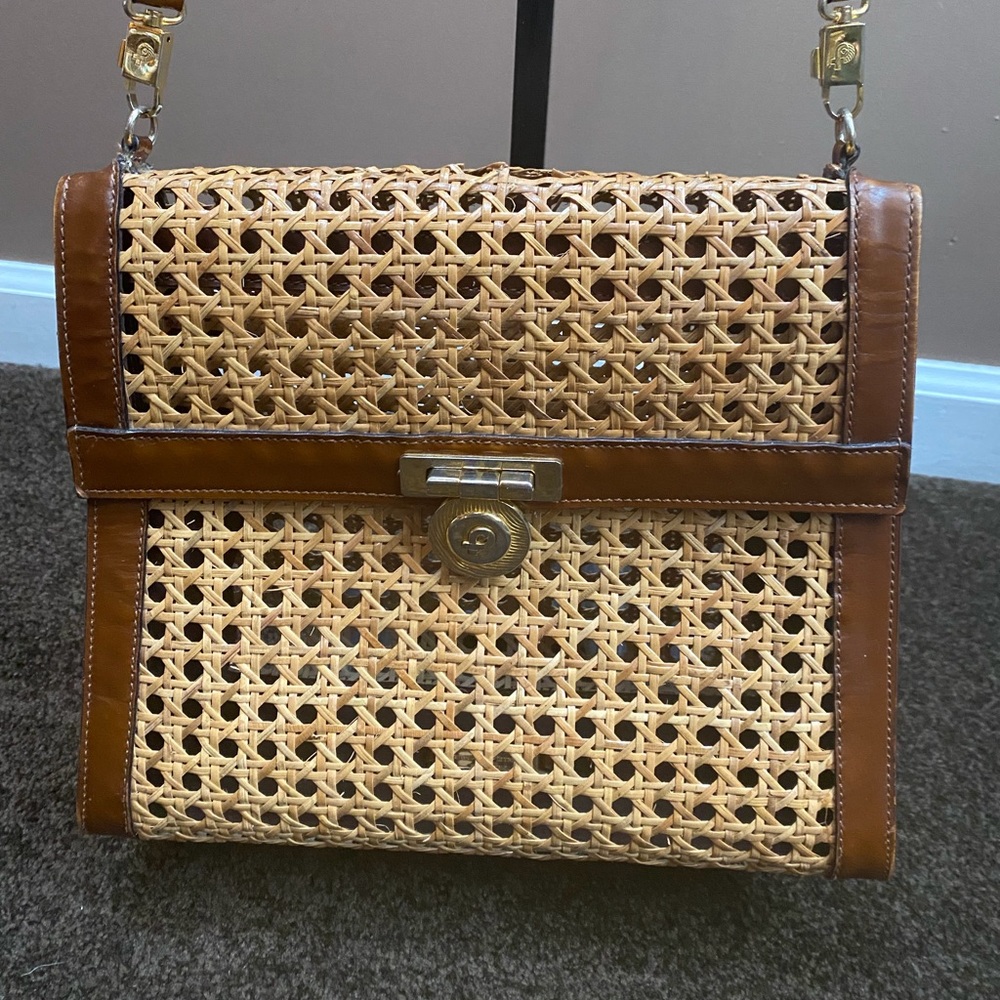 🇮🇹 Made in Italy Beige & Brown Straw Shoulder Bag 🇮🇹 - Picture 4 of 13